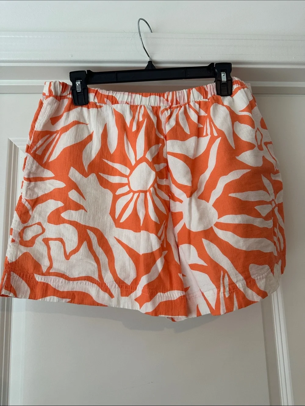 Fabletics Orange and White Floral Print Bermuda Shorts